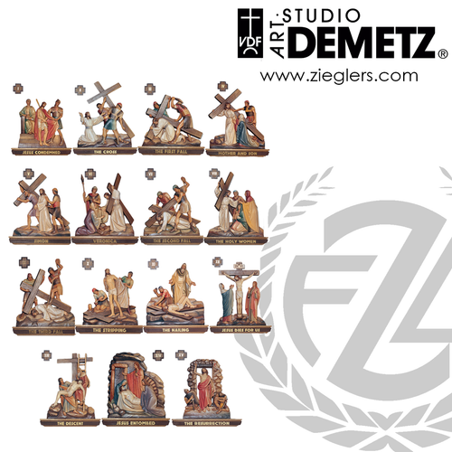 Stations of the Cross Relief Plaques | 3 Sizes | Wood | 1306 | Italy Stations of the Cross Relief Plaques | 3 Sizes | Wood | 1306 | Italy