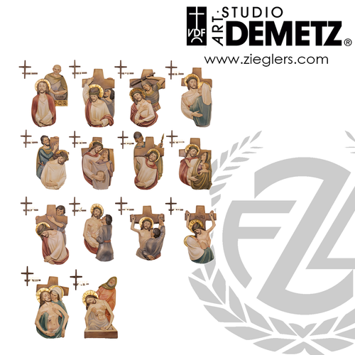 Stations-of-the-Cross-Relief-Set-14-stations-in-fiberglass-or-carved-from-Linden-Wood-with-choice-of-color-stain-or-natural-finish-and-2-sizes-crafted-In-Italy-DM1349 Stations-of-the-Cross-Relief-Set-14-stations-in-fiberglass-or-carved-from-Linden-Wood-with-choice-of-color-stain-or-natural-finish-and-2-sizes-crafted-In-Italy-DM1349