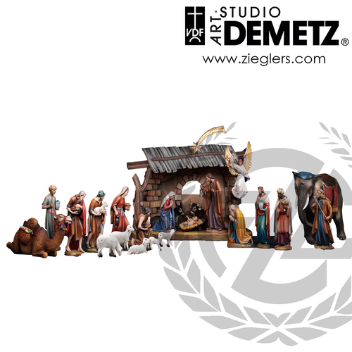 Nativity by Kostner made from fiberglass or hand carved Linden Wood in 22 or  20 Piece Set depending on choice of 5 sizes and 3 finishes DM1902 Nativity by Kostner made from fiberglass or hand carved Linden Wood in 22 or  20 Piece Set depending on choice of 5 sizes and 3 finishes DM1902