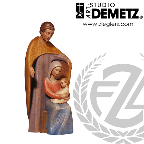 Holy Family carved from Linden Wood measures 20 inches high in choice of natural stain or color finish crafted in Italy DM1941 Holy Family carved from Linden Wood measures 20 inches high in choice of natural stain or color finish crafted in Italy DM1941