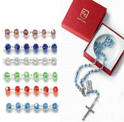 Rosary Beads | Miraculous Medal | Crystal Beads | 6 Colors | Italy | 43AB Rosary Beads | Miraculous Medal | Crystal Beads | 6 Colors | Italy | 43AB
