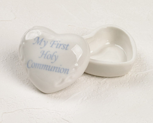 First Communion Keepsake Box | Heart Shaped | Incudes Rosary Beads | Ceramic | 186201007 First Communion Keepsake Box | Heart Shaped | Incudes Rosary Beads | Ceramic | 186201007