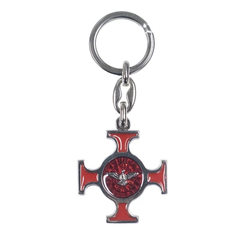Holy Spirit Key Chain Dove Emblem with Red Enamel Accent From Italy 