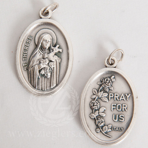 saint therese of lisieux silver oxidized medal measures one inch comes with jump ring attached 10D saint therese of lisieux silver oxidized medal measures one inch comes with jump ring attached 10D