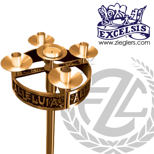 Advent Wreath 23" Brass or Bronze Holds 4 or 5 Candles 1100176 USA F.C. Ziegler Company