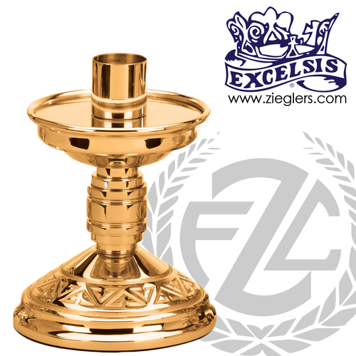 Altar Candlestick with round base and column in choice of brass or bronze with satin or high polish finish measures 6 inches high made in u s a by pacific bronze PB440LCS Altar Candlestick with round base and column in choice of brass or bronze with satin or high polish finish measures 6 inches high made in u s a by pacific bronze PB440LCS