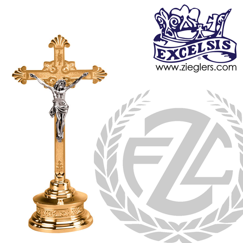 Altar Crucifix with round base and budded cross available in brass or bronze with choice of satin or high polish finish in 2 sizes made in u s a from pacific bronze PB401133AC Altar Crucifix with round base and budded cross available in brass or bronze with choice of satin or high polish finish in 2 sizes made in u s a from pacific bronze PB401133AC