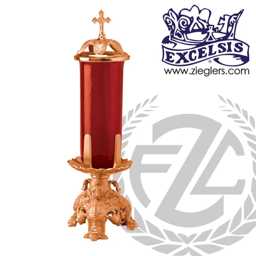 Altar Sanctuary Lamp shown with additional Smoke Protector in Bronze