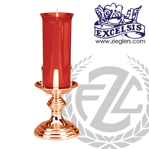 Altar Sanctuary Lamp in Bronze with round base and 7" Height