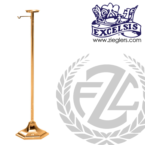 Thurible Stand in Bronze or Brass with 1 Shelf and  hook stands 54 inches high with hexagonal  Base made in u s a by progressive bronze PB24578 Thurible Stand in Bronze or Brass with 1 Shelf and  hook stands 54 inches high with hexagonal  Base made in u s a by progressive bronze PB24578
