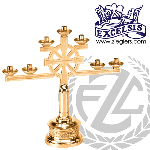 fixed arm Altar Candelabra in choice of bronze or brass in satin finish with 3 5 or 7 Sconces on cross style base made in u s a by pacific bronze PB4018FC fixed arm Altar Candelabra in choice of bronze or brass in satin finish with 3 5 or 7 Sconces on cross style base made in u s a by pacific bronze PB4018FC