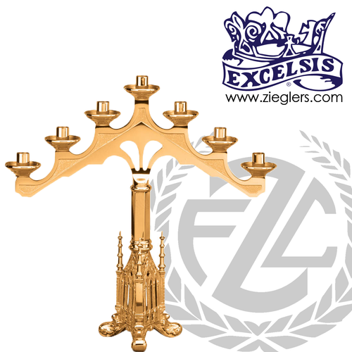Altar Candelabra with Fixed Arms Available in 3, 5 and 7 Lites Brass or Bronze Style 4998 Excelsis Made in USA Altar Candelabra with Fixed Arms Available in 3, 5 and 7 Lites Brass or Bronze Style 4998 Excelsis Made in USA