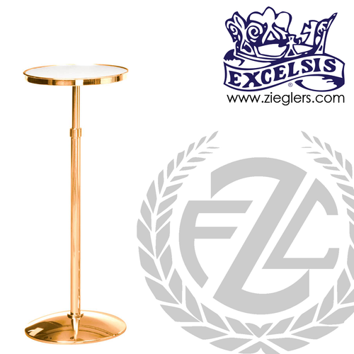 Adjustable Flower stand in brass or bronze with satin or high polish finish adjusts from 32 to 55 inches with 2 shelf and base sizes made in u s a by progressive Bronze PB21637FS Adjustable Flower stand in brass or bronze with satin or high polish finish adjusts from 32 to 55 inches with 2 shelf and base sizes made in u s a by progressive Bronze PB21637FS