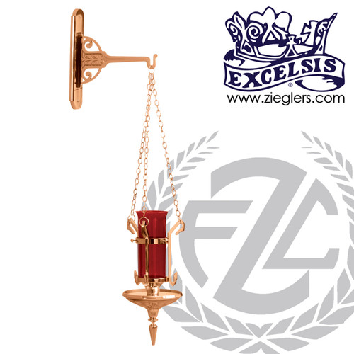 Hanging Wall Sanctuary Lamp in Bronze with Wall Bracket 12" Arm