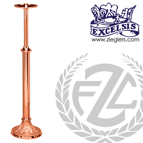 Processional candlestick stands 44 inches tall made of bronze with high polish or satin finish and 10 and 1 half inch base made in u s a by progressive bronze PB232206