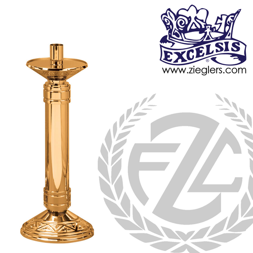 Paschal candlestick available 28 inches tall in brass with satin or high polish finish comes with 2 inch socket made in u s a by progressive Bronze PB240227PC Paschal candlestick available 28 inches tall in brass with satin or high polish finish comes with 2 inch socket made in u s a by progressive Bronze PB240227PC