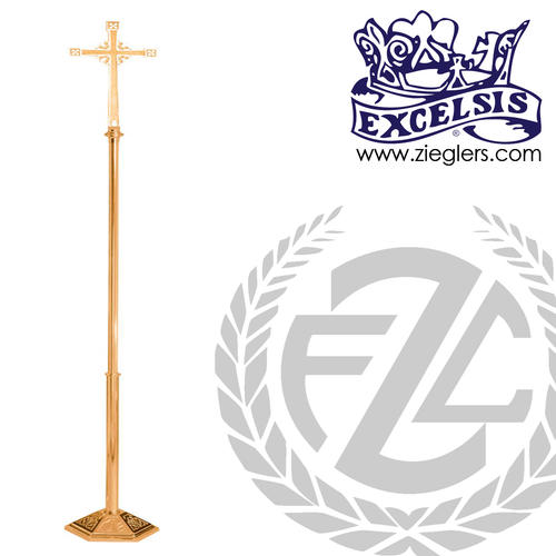 Processional Cross in brass or bronze with satin or high polish finish Stands 92 inches tall made in u s a by progressive Bronze PB242210 Processional Cross in brass or bronze with satin or high polish finish Stands 92 inches tall made in u s a by progressive Bronze PB242210