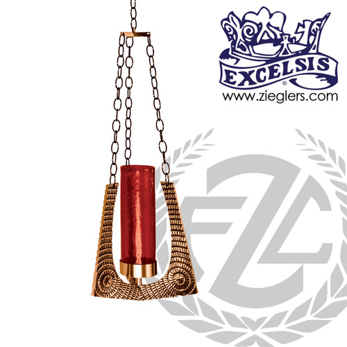 Modern Hanging Sanctuary Lamp in Bronze Satin, Style 390