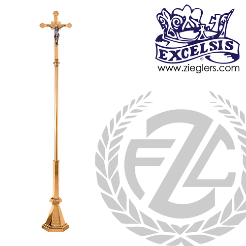 95 inch Processional crucifix in brass or bronze with satin or high polish finish with zinc Corpus in high polish finish made in u s a by progressive Bronze PB434207 95 inch Processional crucifix in brass or bronze with satin or high polish finish with zinc Corpus in high polish finish made in u s a by progressive Bronze PB434207