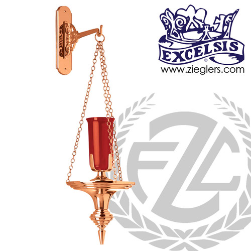 Hanging Sanctuary Lamp in Bronze with matching wall mount