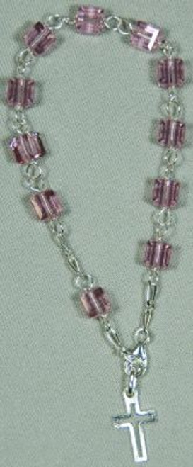 cross and crystal bracelet with lobster claw closure from italy ra143r