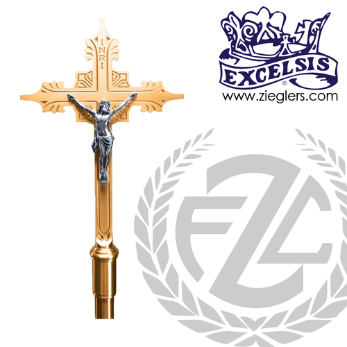 Processional Crucifix in brass or bronze with satin or high polish finish comes with staff and stand made in u s a by progressive Bronze PB4504271 Processional Crucifix in brass or bronze with satin or high polish finish comes with staff and stand made in u s a by progressive Bronze PB4504271
