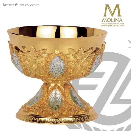 12 Apostles open ciborium 4 and 1 halff inches by 5 and 1 eighth inches accommodates  250 choice of 3 compositions in spain by artistic silver AS213202 12 Apostles open ciborium 4 and 1 halff inches by 5 and 1 eighth inches accommodates  250 choice of 3 compositions in spain by artistic silver AS213202
