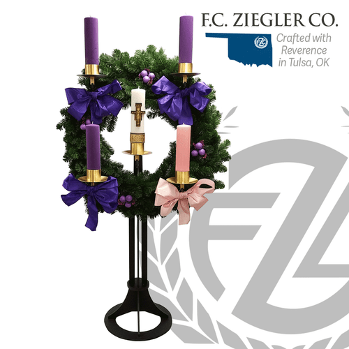 Church Advent Floor Wreath measures 48 inches in diameter made of brass with black finish with 5 sockets ZZ6925 Church Advent Floor Wreath measures 48 inches in diameter made of brass with black finish with 5 sockets ZZ6925