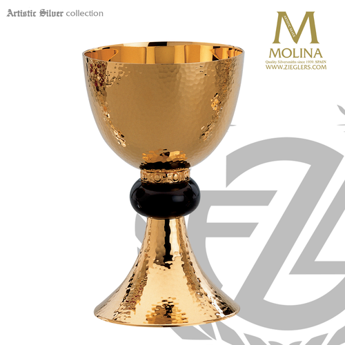 Hammered surface chalice stands 7 and 1 quarter inches high with black node includes a paten made in spain by artistic silver as2748 Hammered surface chalice stands 7 and 1 quarter inches high with black node includes a paten made in spain by artistic silver as2748