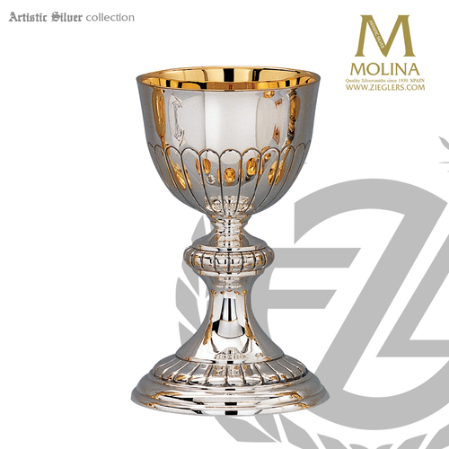 Chalice and Paten  Fluted Design 1862 Artistic Silver Spain Chalice and Paten  Fluted Design 1862 Artistic Silver Spain
