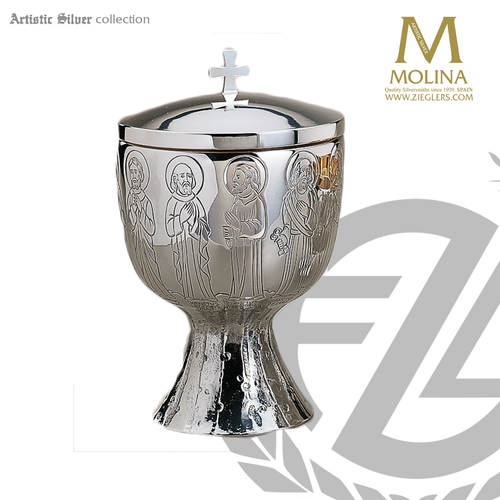 Apostles Covered Ciborium | 7-1/2" x 4-1/2" | Engraved | 250 Host Capacity | 29481 | Spain Apostles Covered Ciborium | 7-1/2" x 4-1/2" | Engraved | 250 Host Capacity | 29481 | Spain