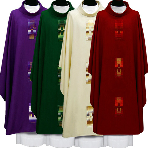 Gothic Chasuble | Accent Crosses | Stand-Up Collar | 4 Colors | Poland | 281 Gothic Chasuble | Accent Crosses | Stand-Up Collar | 4 Colors | Poland | 281