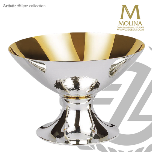 16 ounce modern style chalice measures  8 inches Modern style open ciborium with high polish silver plate finish stands 4 and 3 eighths inches high  holds up to  300 host made in spain by artistic silver AS2782CBOSP 16 ounce modern style chalice measures  8 inches Modern style open ciborium with high polish silver plate finish stands 4 and 3 eighths inches high  holds up to  300 host made in spain by artistic silver AS2782CBOSP
