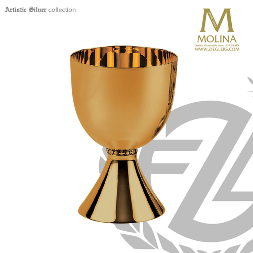 24 ounce chalice measures 7 and 1 half inches high with 24 karat gold plate finish made in spain by artistic silver AS292705 24 ounce chalice measures 7 and 1 half inches high with 24 karat gold plate finish made in spain by artistic silver AS292705