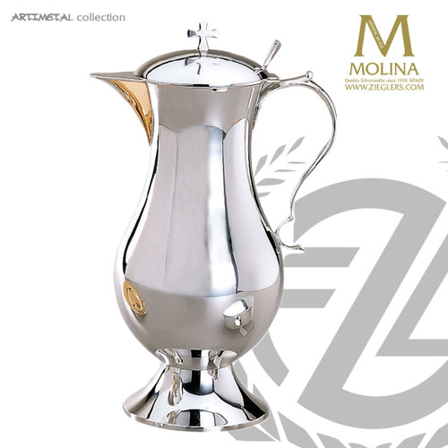 Flagon | 11-3/4" | Accent Cross | 46 Oz Capacity | Silver Plate Finish | 5563 | Spain Flagon | 11-3/4" | Accent Cross | 46 Oz Capacity | Silver Plate Finish | 5563 | Spain