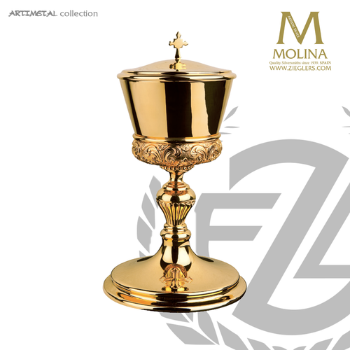 Covered Ciborium 9” x 4” Engraved Embellishments 5346 Spain Covered Ciborium 9” x 4” Engraved Embellishments 5346 Spain