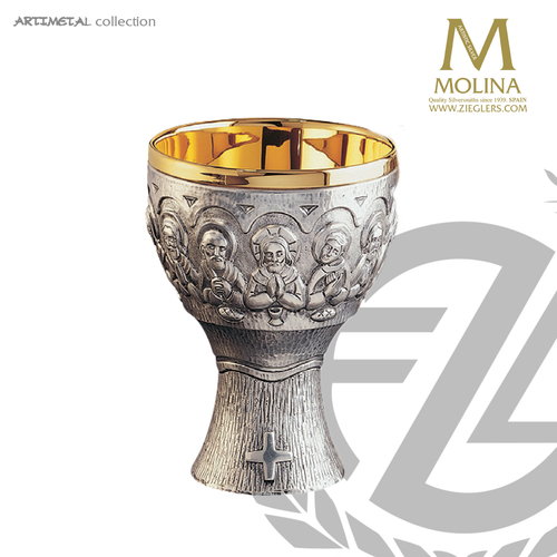 Chalice and Paten | Last Supper Design | Silver Plated | AS5005 | Artistic Silver | Spain Chalice and Paten | Last Supper Design | Silver Plated | AS5005 | Artistic Silver | Spain