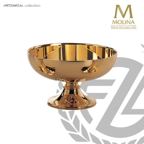 Chi Rho open ciborium stands 4 inches high holds up to 450 host made in Spain by Molina AS5162CBOGP Chi Rho open ciborium stands 4 inches high holds up to 450 host made in Spain by Molina AS5162CBOGP