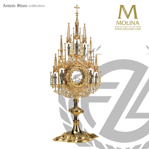 Monstrance Madonna and Child, Saints Peter and Paul with Angels Available in 2 Finishes Artistic Silver 7299 Spain Monstrance Madonna and Child, Saints Peter and Paul with Angels Available in 2 Finishes Artistic Silver 7299 Spain