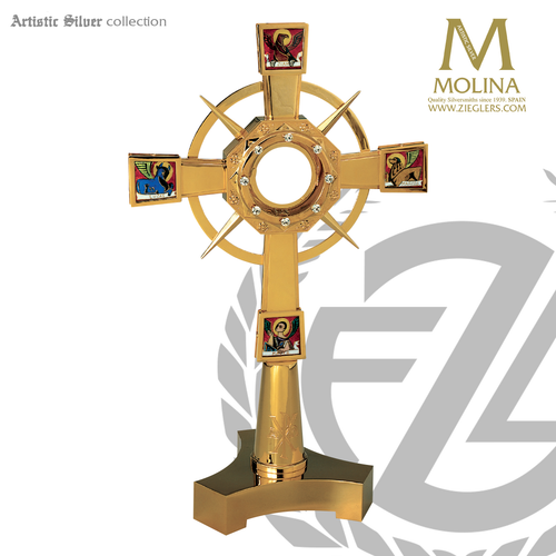 4 Evangelists monstrance stands available in 2 sizes and finishes with clear accent stones made in spain by molina AS7226 4 Evangelists monstrance stands available in 2 sizes and finishes with clear accent stones made in spain by molina AS7226