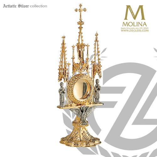 holy spirit reliquary stands 12 and 3 eighths inches tall with dove and angels in gothic style made in spain by molina AS796RQGP holy spirit reliquary stands 12 and 3 eighths inches tall with dove and angels in gothic style made in spain by molina AS796RQGP
