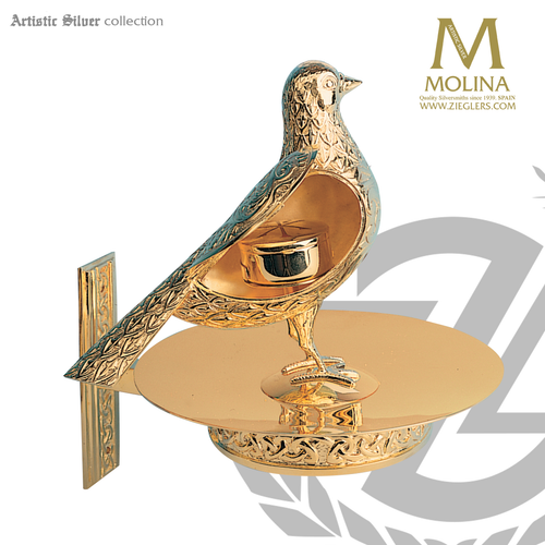 Dove tabernacle measures 8 inches ready to mount on wall high with 24 karat gold finish made in spain by molina as4132
 Dove tabernacle measures 8 inches ready to mount on wall high with 24 karat gold finish made in spain by molina as4132