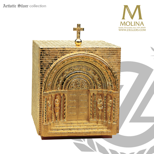 Friburg Cathedral tabernacle stands 18 inches high with romanesque ornamentation and choice of 2 finishes made in spain by molina as4120S Friburg Cathedral tabernacle stands 18 inches high with romanesque ornamentation and choice of 2 finishes made in spain by molina as4120S
