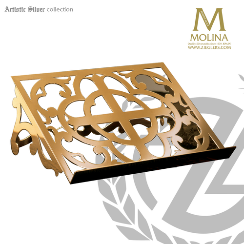 Classic Bookrest with embellished cross available in brass or silver finish made in spain by molina As787 Classic Bookrest with embellished cross available in brass or silver finish made in spain by molina As787