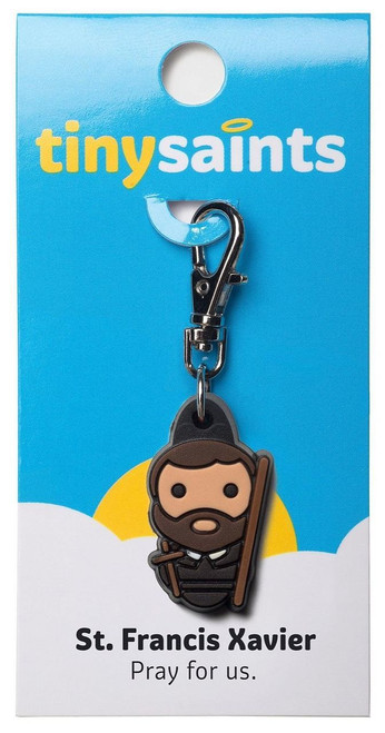 Francis xavier tiny saint backpack charm made from durable rubber with lobster claw closure 1 inch made in U S A TST86588 Francis xavier tiny saint backpack charm made from durable rubber with lobster claw closure 1 inch made in U S A TST86588