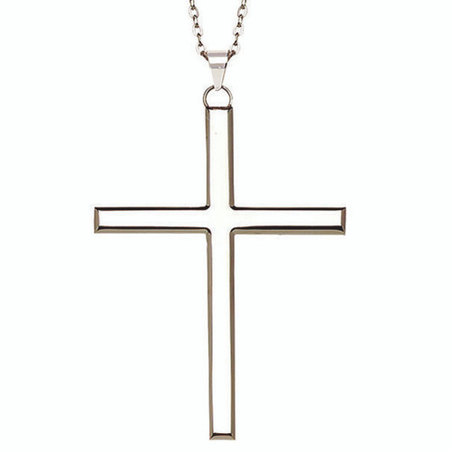 Pectoral Cross in Latin design in Stainless Steel and included is a 30" Chain TSJ24 Pectoral Cross in Latin design in Stainless Steel and included is a 30" Chain TSJ24