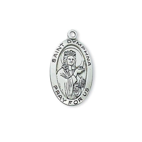 Saint Dymphna Pendant Necklace | Sterling Silver Medal | 18" Chain | USA | L500DY Saint Dymphna Pendant Necklace | Sterling Silver Medal | 18" Chain | USA | L500DY