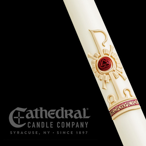 Holy Trinity Paschal Candle – Chi Rho Sculptwax® - 18 sizes available 