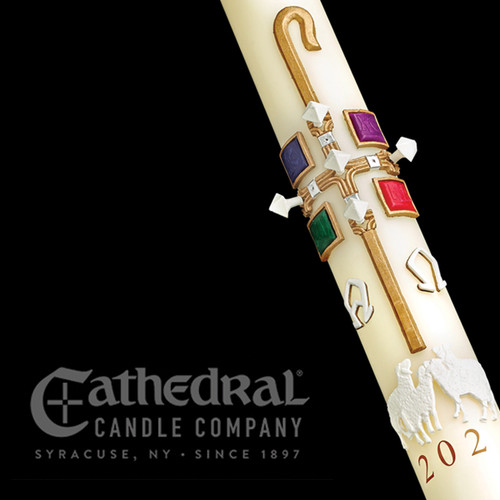 Good Shepherd Paschal Candle – 51% Beeswax - 18 sizes available 