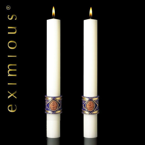 Lilium paschal candle altar complement with agnus dei medallion on blue band with gold accents available in  sizes made in u s a 799867 Lilium paschal candle altar complement with agnus dei medallion on blue band with gold accents available in  sizes made in u s a 799867